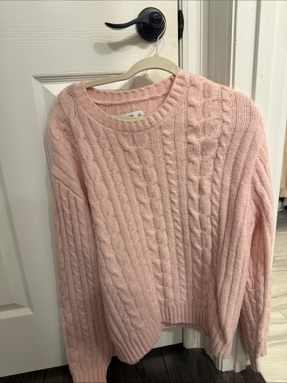 Hollister Pink Cable-Knit Crewneck Sweater